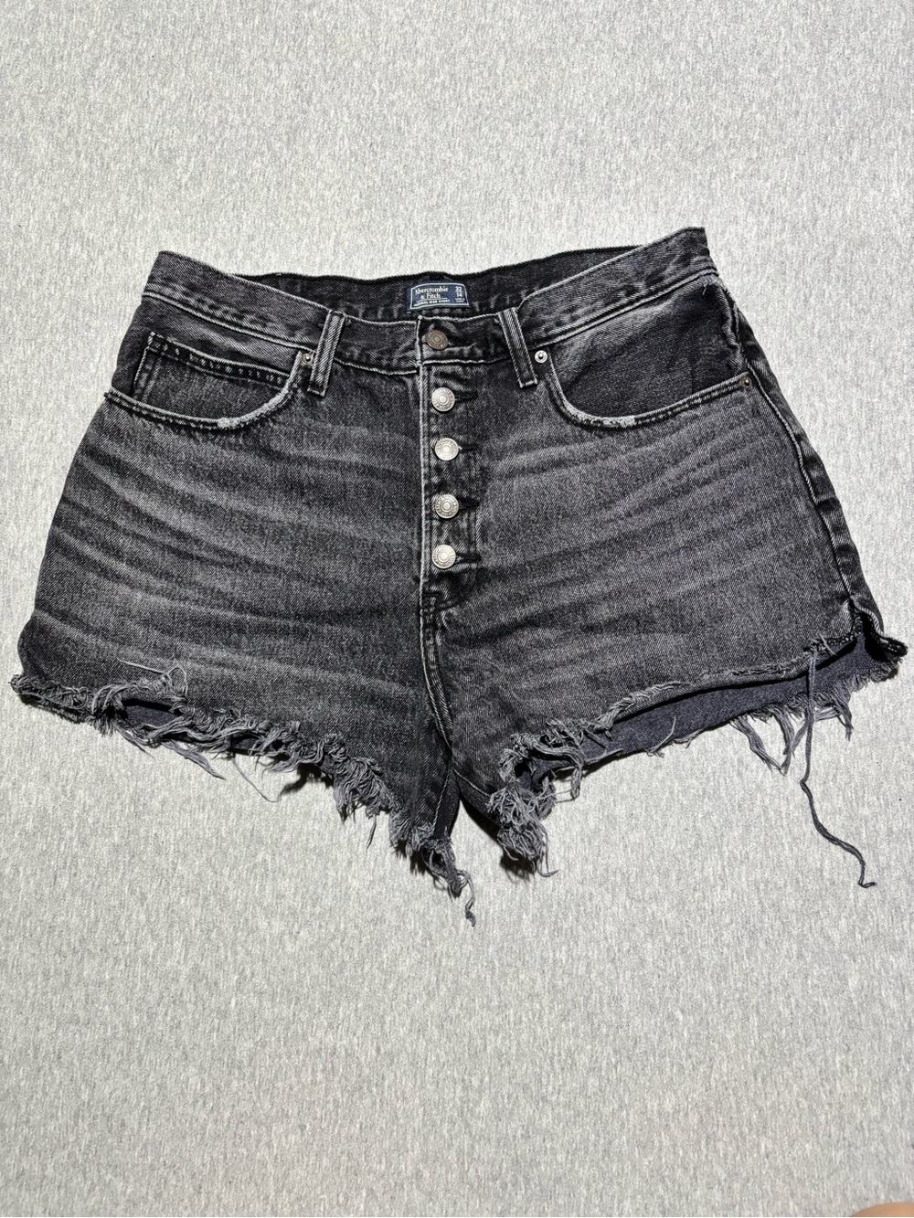 Abercrombie & Fitch Black Button-Front Denim Cutoff Shorts